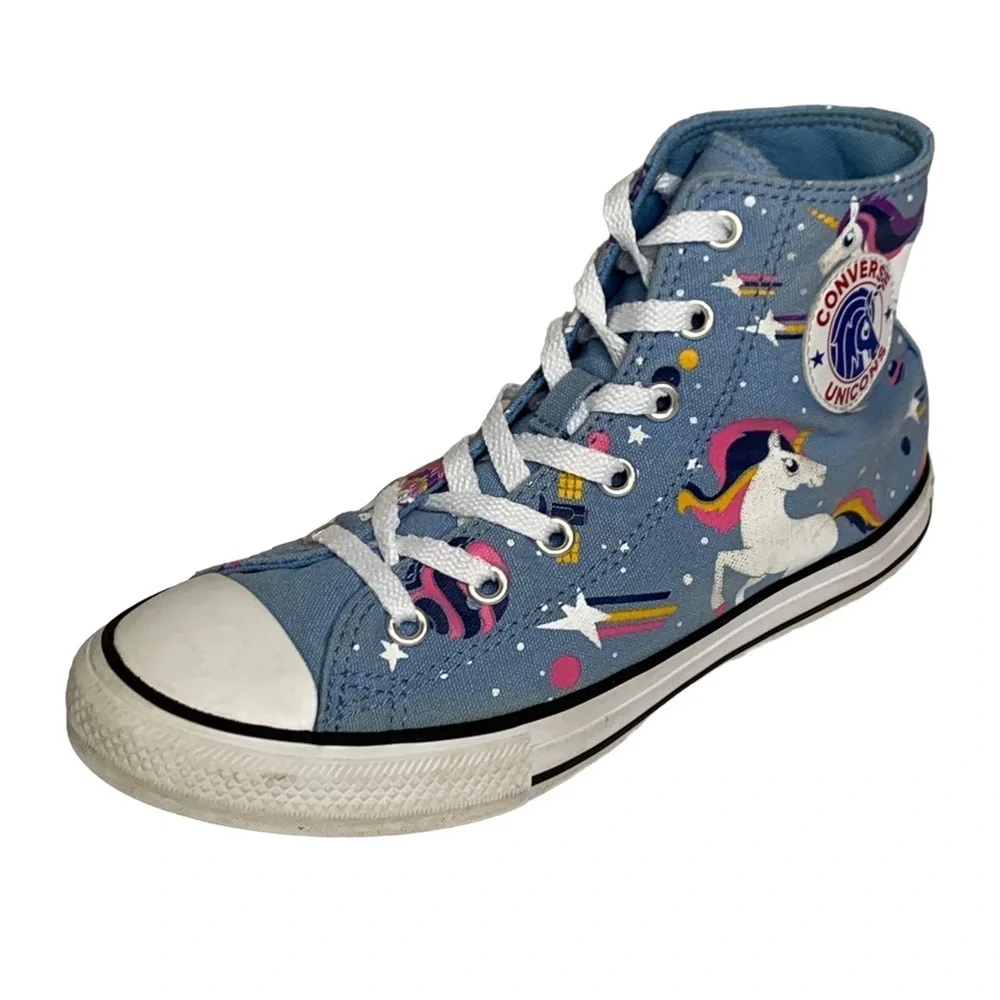 All Star Unicorn Converse Powder Blue High Top Girls Sneakers Size 3